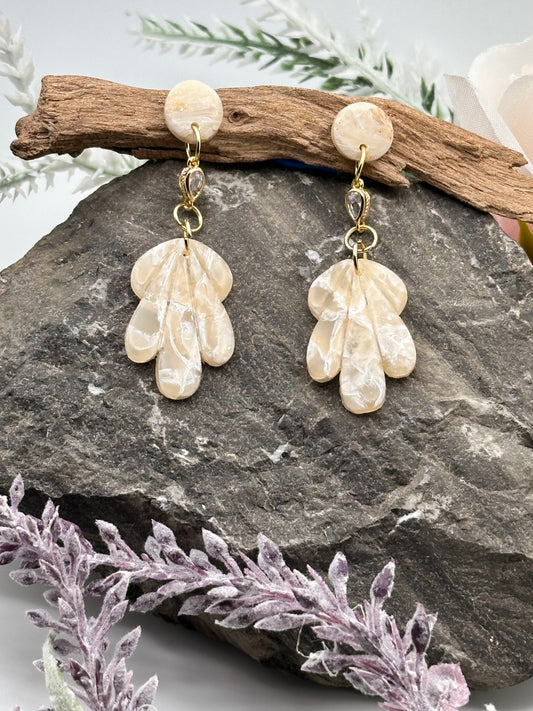 Wedding Cubic Zirconia & Gold Polymer Clay Earrings