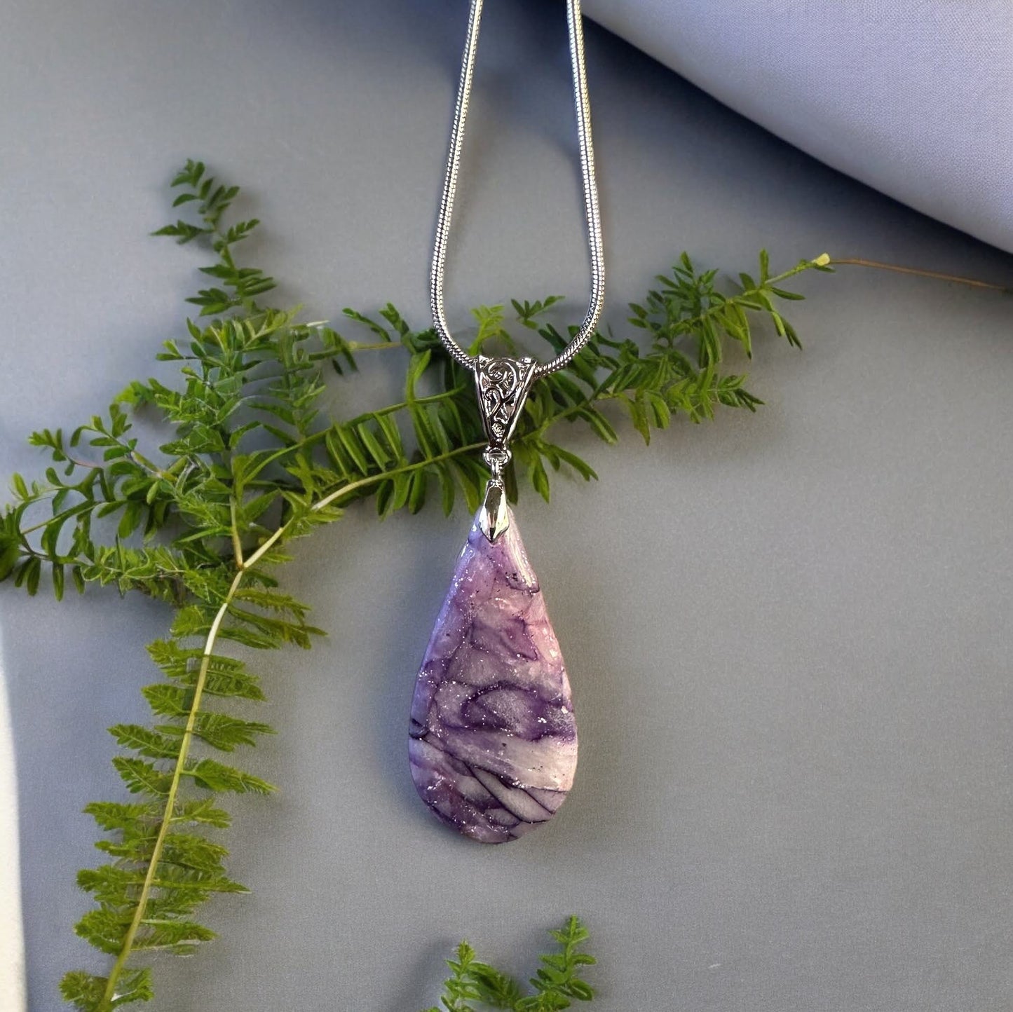 Amethyst-Inspired Polymer Clay Necklace