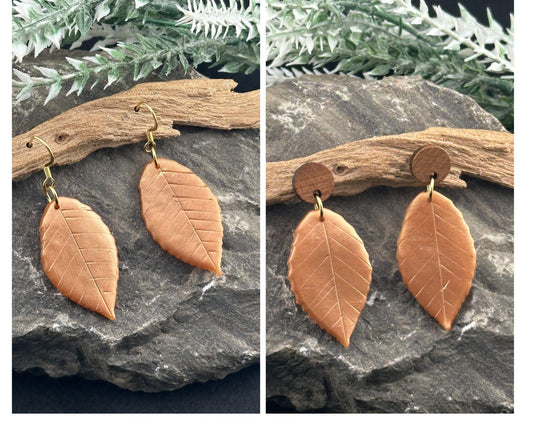 Beech Leaf Inspired Dangle Earrings